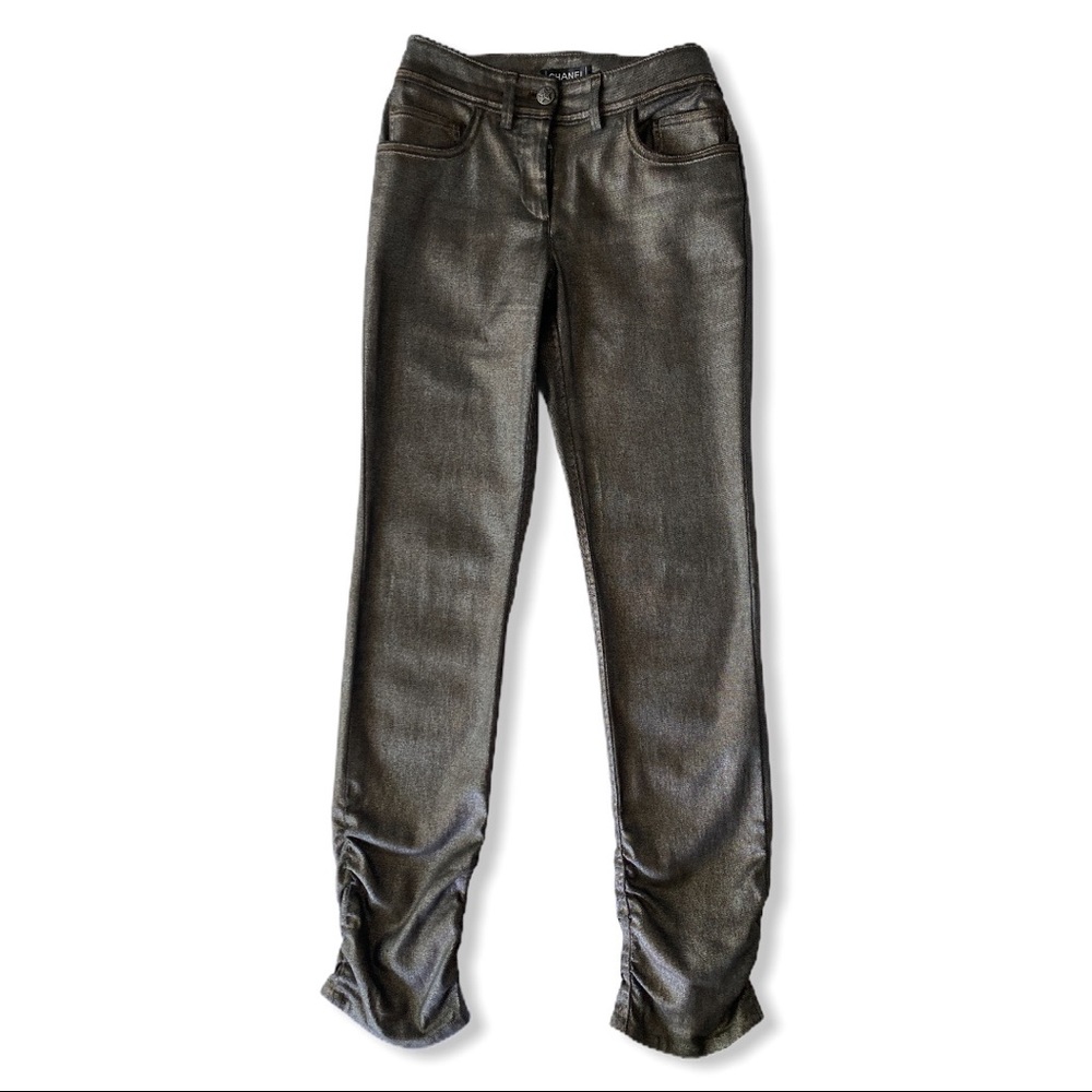 Chanel Metallic Ruched Jeans